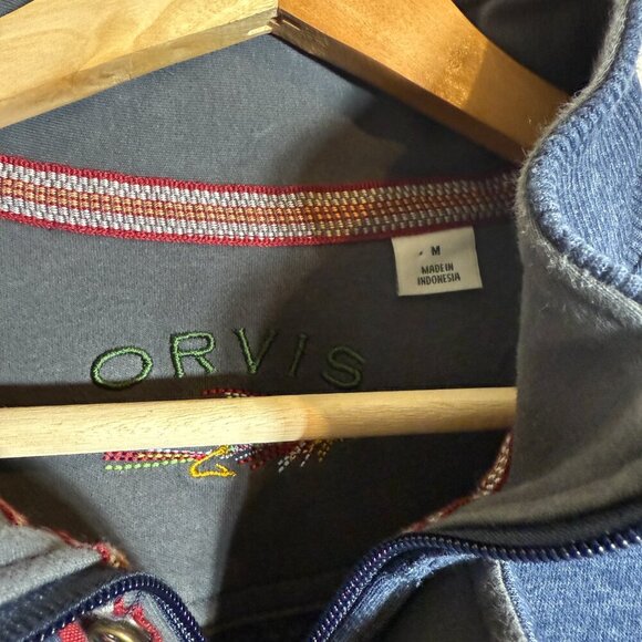 Orvis 1/4 Zip Fleece Pullover Sweatshirt Men's Medium Blue Outdoor Activewear - Picture 7 of 12